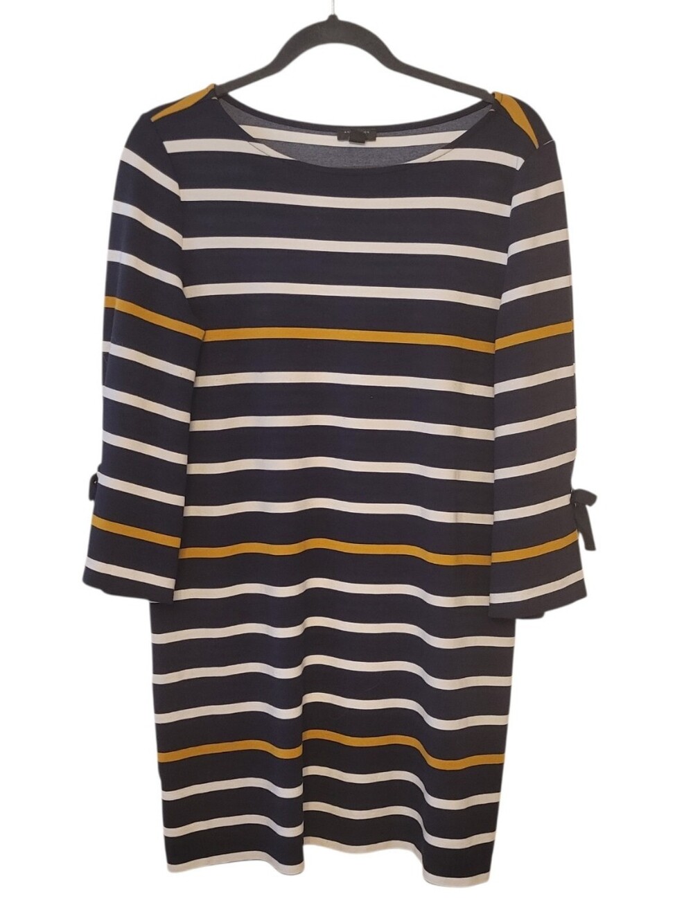 Ann Taylor Black Striped Shift Dress Size Large Petite